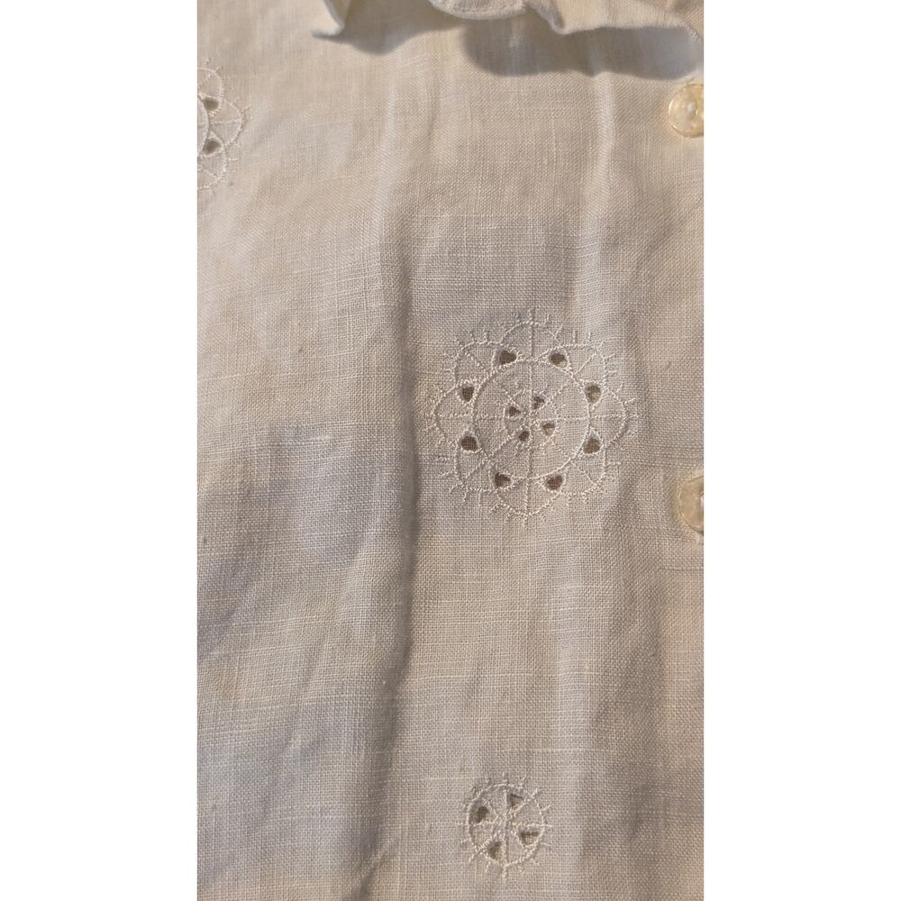 Outfit JPR 100% Pure Linen Cream Eyelet Detailing Button Front Top Womens Sz S - Picture 4 of 8